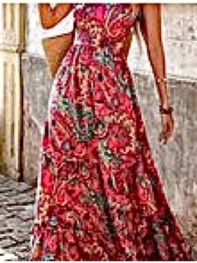 Pink Floral Halter Maxi Dress - Women Dresses. Size L. NWT.